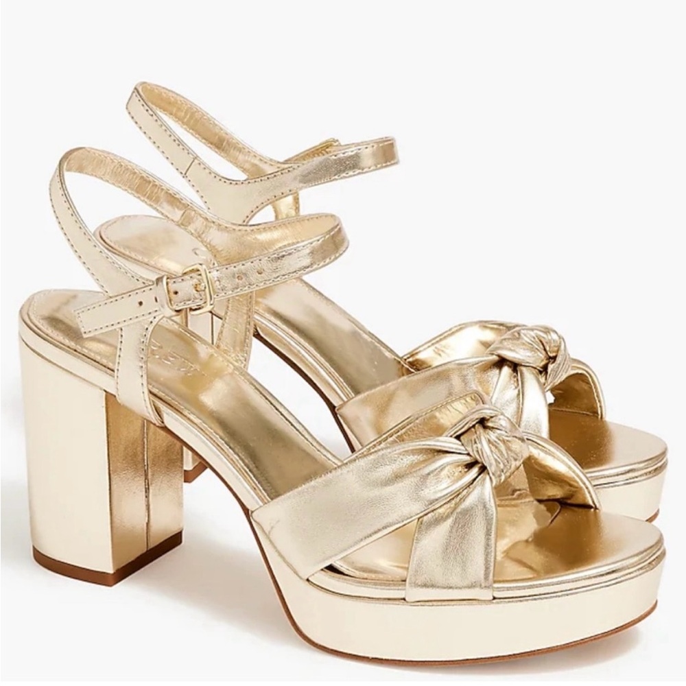 J.Crew Gold Bow Heels